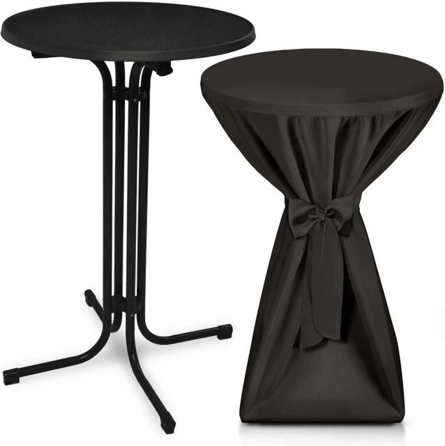 Beautissu Bellini Stehtisch Schwarz mit Premium Stehtischhusse Schwarz, Durchmesser: 70 cm - Bild 1