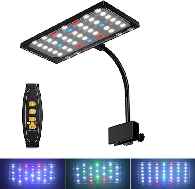 TUNFAN USB-Aquarium-LED-Licht in Schwarz: Dimmbare Vollspektrum-Wasserpflanzen-Wachstumslampe mit Timer und 360 Grad drehbarem Design für dein Fischbecken - Bild 1
