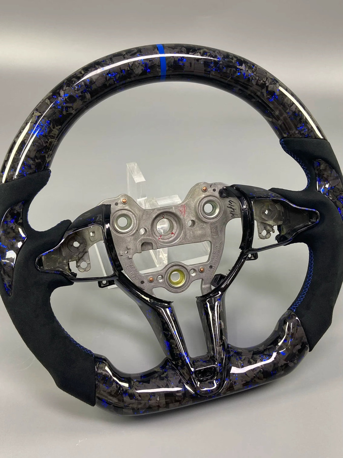 Sport Lenkrad aus Carbon Faser und Leder mit LED-Anzeige für Hyundai Elantra N, i30N, i20N und Kona N in Schwarz - Bild 4