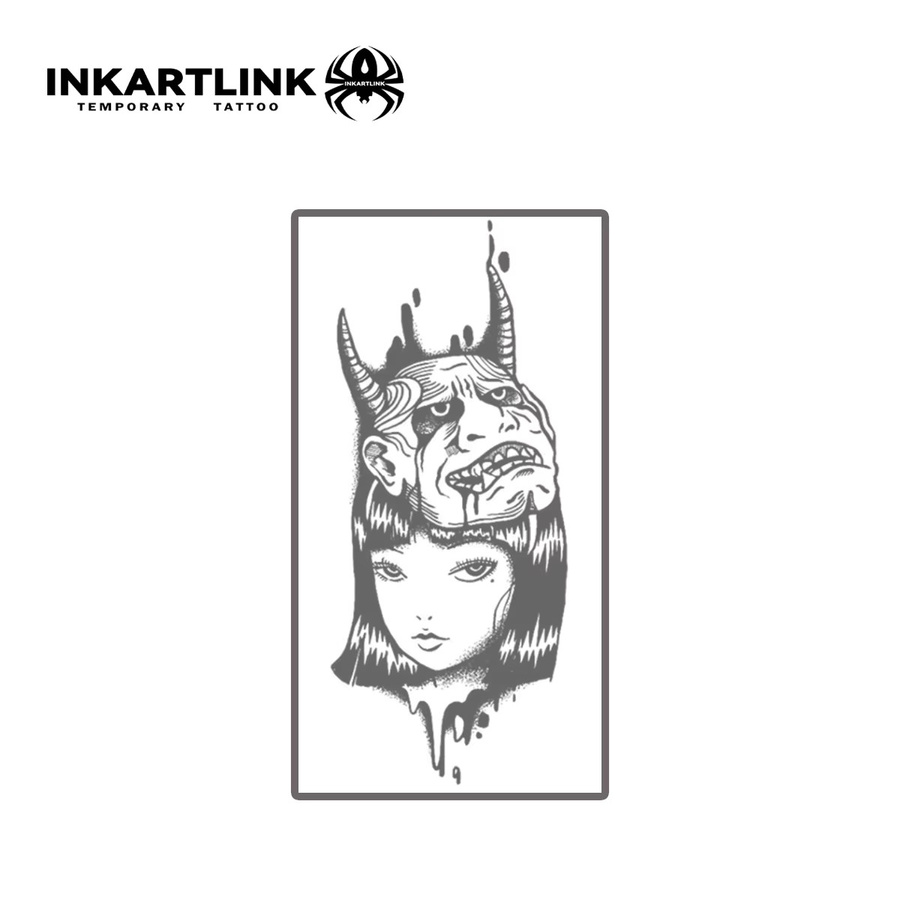INKARTLINK Ghost Face Girl Tattoo-Patch, temporäres Tattoo - Bild 2