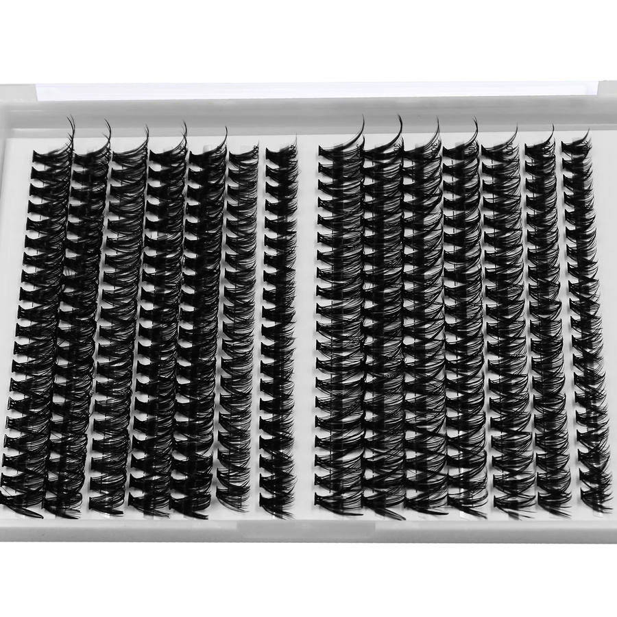 JIEFUXIN Cluster Wimpern, 280 Stück, Schwarz, 9-15mm, Unisex - Bild 4