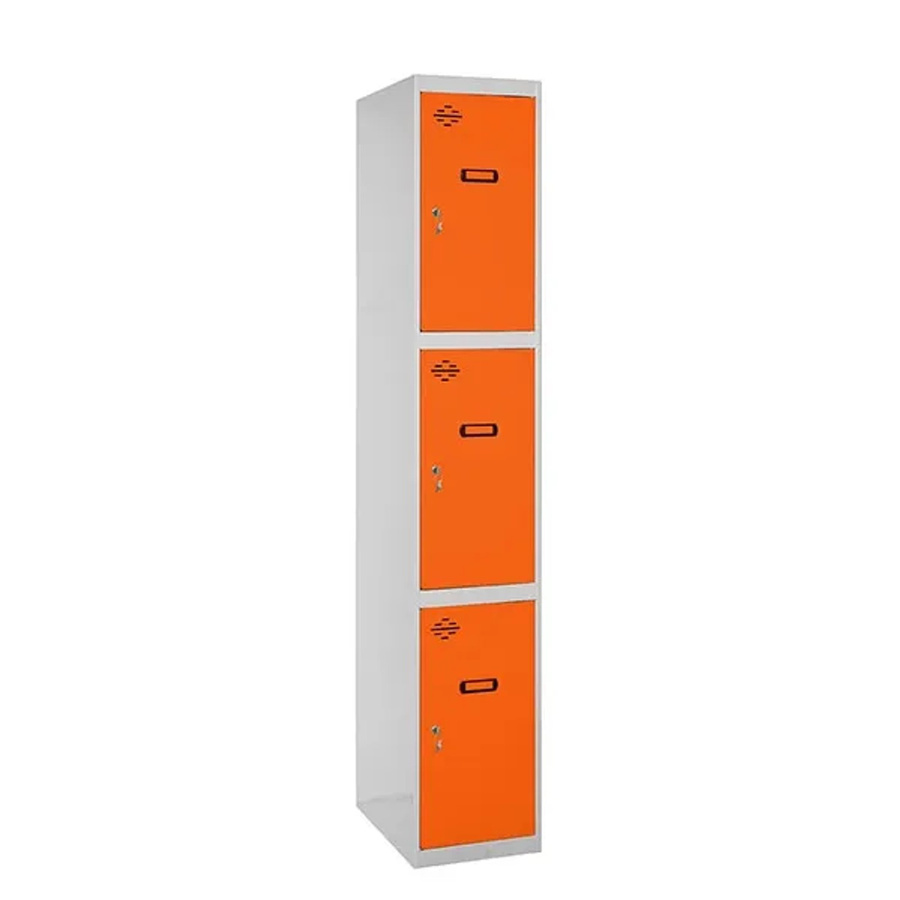 PROREGAL Spind AMEGO Schließfach Garderobe mit 3 Abteilen, Grau-Orange, H x B x T: 180 x 40 x 50 cm - Bild 2