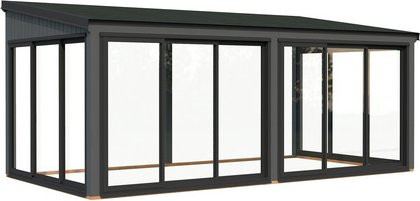 Palmako Holz-Gartenhaus Lumi Slide Plus mit Pultdach in Dunkelgrau, B: 582 cm, T: 297 cm, H: 273 cm - Bild 2