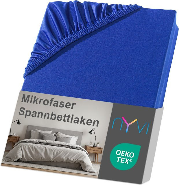 NYVI DreamScience Spannbettlaken aus Mikrofaser für Boxspringbetten, Farbe: Royalblau, B/T: 180 x 200 cm, Höhe: 40 cm - Bild 1