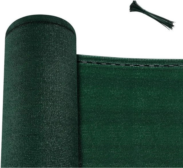 WOLTU Zaunblende aus HDPE in Grün mit Kabelbindern, B: 6 m, H: 1 m - Bild 1