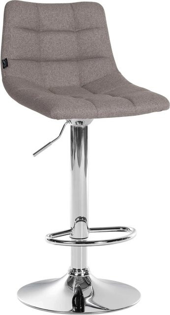 DELUKE Barhocker DUBAI Barstuhl mit Lehne in Grau aus Stoff und Chrom, drehbar - Bild 1