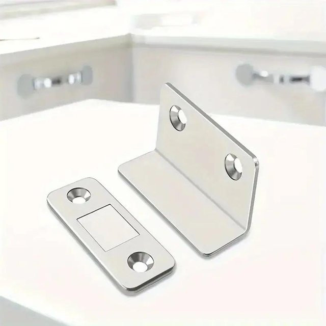 Elberta L-förmiger magnetischer Türschließer selbstklebend aus Edelstahl in Silber - Bild 1