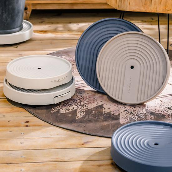 Hercules Runder Pflanzenroller mit Bremsrollen und verstecktem Ablaufreservoir, Pflanzenuntersetzer für Innen- und Außenbereich, Beige - Bild 6