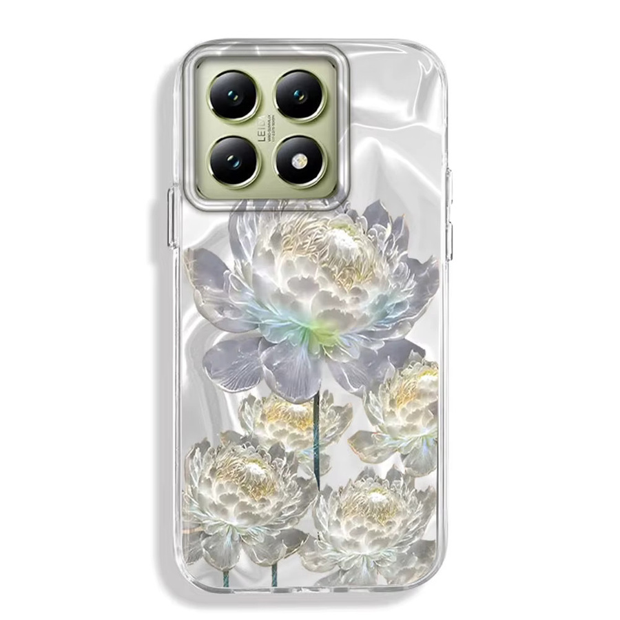 Handyhülle mit Blumen-Mädchen-Print für Xiaomi 15T 14T 13T Pro 11 Lite Poco X7 X6 X5 M6 C65 C61 M5S in Weißer Lotus Gletscher - Bild 3