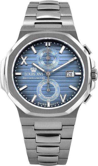Louis XVI Chronograph, Quarz, Edelstahl, Blau, 40 mm, Herren - Bild 1