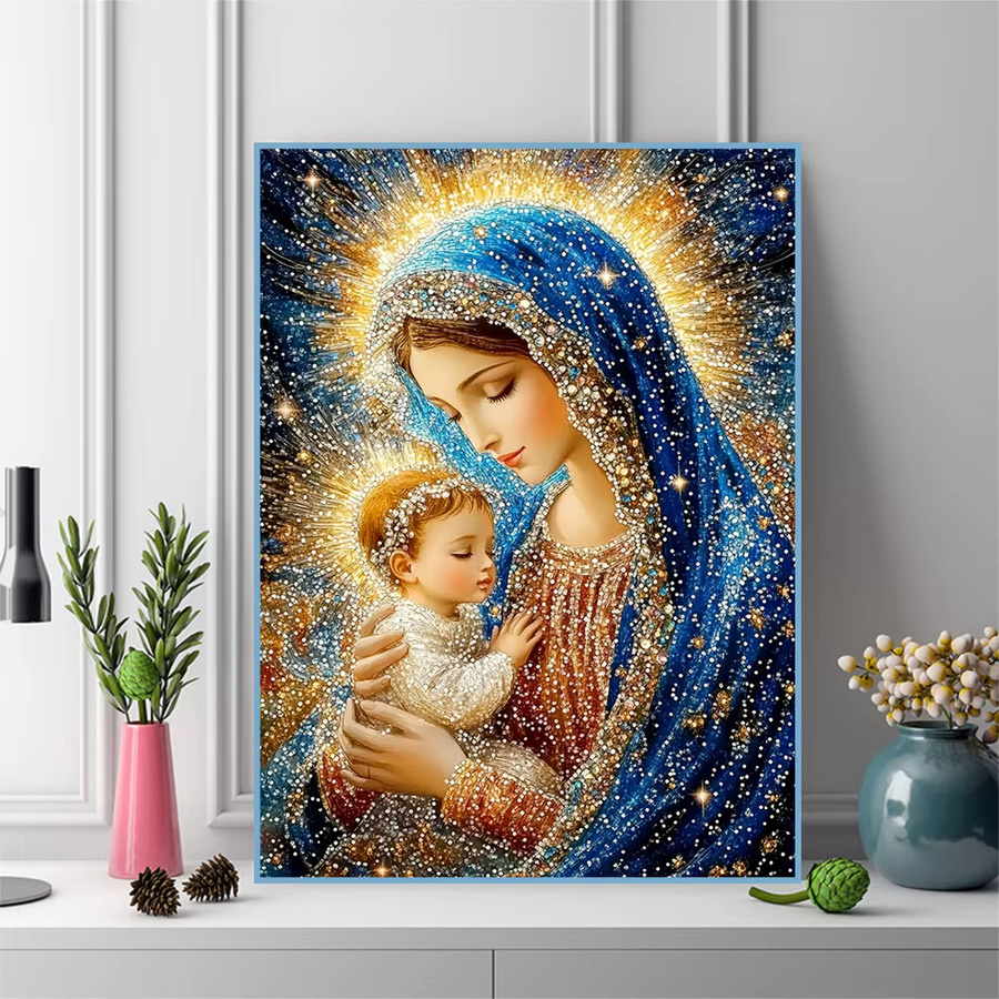 EverShine Diamant-Stickerei Jungfrau Maria DIY Bild mit quadratischen Mosaik-Steinen in Multicolour zur Wanddekoration - Bild 3