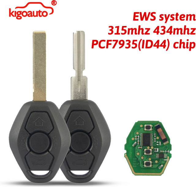 Kigoauto EWS System Autoschlüssel mit ID44 Chip für BMW E38 E39 E46 X3 X5 Z3 Z4 1/3/5/7 Serie, Schwarz, 315/433MHz - Bild 1