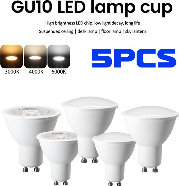 5 Stück Gatetop GU10 LED-Strahler Set, 7W Warmweiß, Flimmerfrei, Weiß - Bild 1