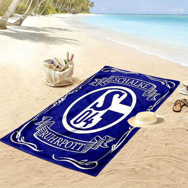 FC Schalke 04 Strandtuch My City Home Blau, großes weiches und schnelltrocknendes Handtuch für Strand und Camping, B/B: 80 x 160 cm - Bild 1