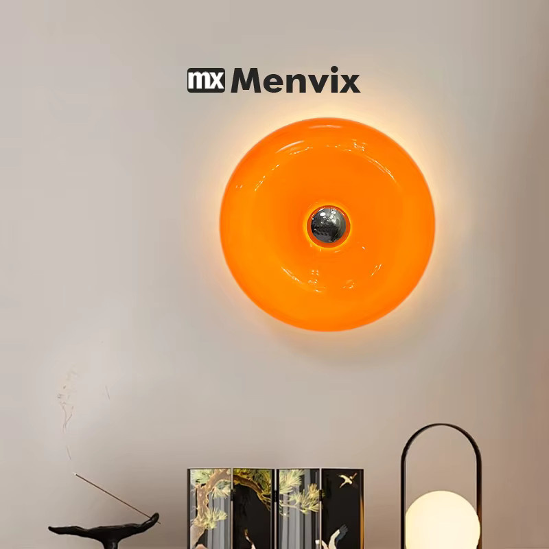 Menvix Donut Glas Wandleuchte Orange mit LED und Touch-Schalter für Wohnzimmer, Schlafzimmer und Home Office - Bild 2
