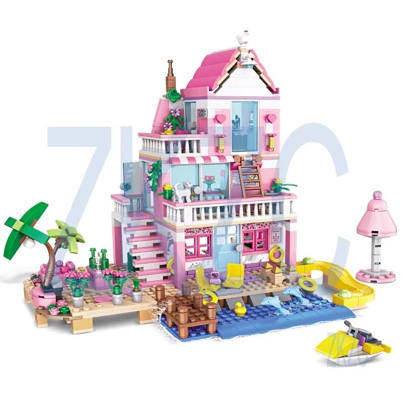ZKZC Stadthaus Sommerurlaub Meer Villa Wohnung Rutsche, Bausteine Sets - Bild 2