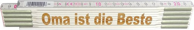Stabila Zollstock aus Holz mit Lasergravur Oma ist die Beste in Weiß, Länge: 2 m - Bild 1