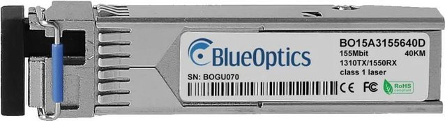 BlueOptics SFP Transceiver LevelOne 551092 BO15C3155620D, LC-Simplex, 1000BASE-BX-U, Singlemode Fiber, TX1310nm/RX1550nm, 10KM, DDM, Farbe: Silber - Bild 1