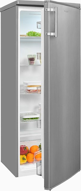 Exquisit KS325-V-H-040E Vollraumkühlschrank in Silver mit Inoxlook, Standgerät mit reversiblem Türanschlag, LED-Innenbeleuchtung und Flaschenregal, H x B x T: 237 x 57 x 55 cm - Bild 1