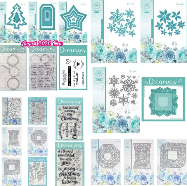 Dreamees Vintage Blumenrand Stanzformen und Weihnachts Sentiment Stempel aus Metall für Scrapbook und DIY Fotoalben - Bild 1