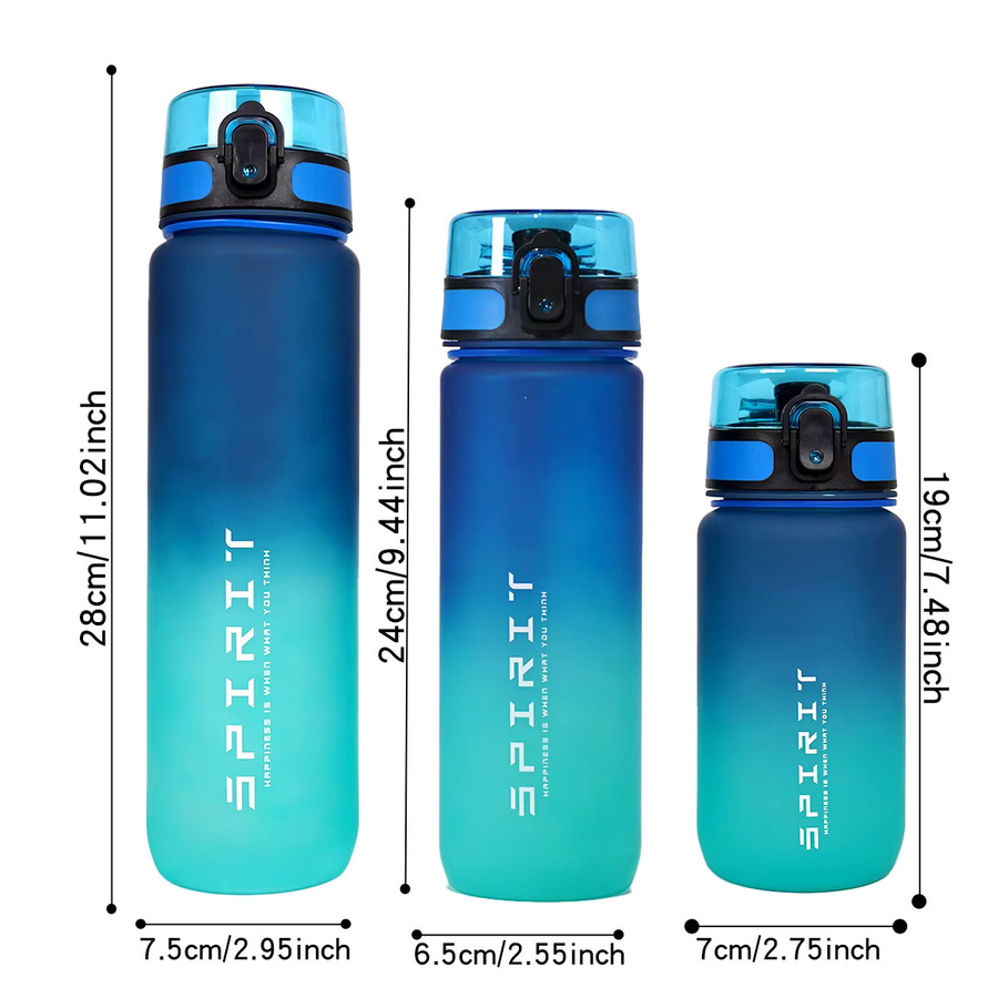 WIFEFUN Gradient Wasserflasche in Schwarz, 600ml, 750ml oder 1000ml - Bild 3