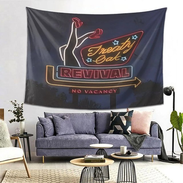 VIKAMA Treaty Oak Revival Neon Retro Wandteppich im Vintage-Motel-Stil für deine Schlafzimmerdekoration - Bild 1