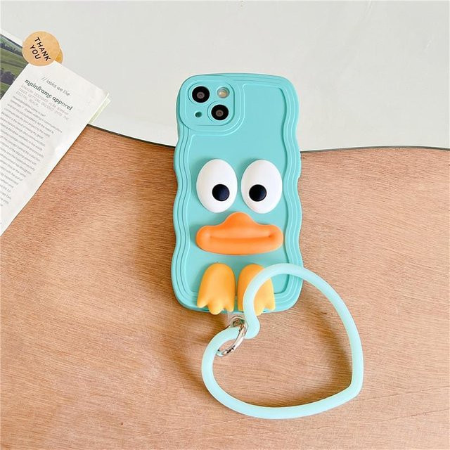 Silikon Handyhülle mit Wellenmuster und Armband für Apple iPhone 15 Pro Max, iPhone 14, iPhone 13 und iPhone SE 2022 in Türkis - Bild 1