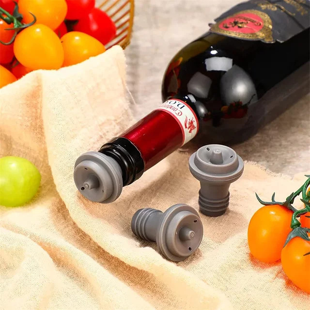 SUNFILI Vakuum-Weinstopper aus Silikon in Schwarz zum Wiederverschließen von Weinflaschen - Bild 1