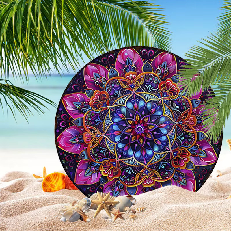 Potdemiel Rundes Aluminiumschild Bunte Mandala-Blume in Vintage-Optik, Durchmesser: 20,3 cm - Bild 4