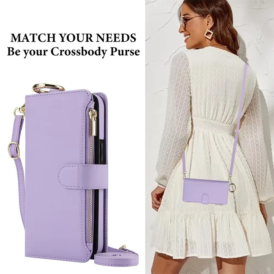 Crossbody Brieftaschen-Handyhülle für Samsung Galaxy S25 S24 S23 S22 S21 FE Ultra A56 A55 A54 A36 A16 A15 A52 A52S 5G in Purple - Bild 3
