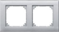 Merten System M Aluminium Rahmen Abdeckung zweifach für waagerechte und senkrechte Montage, Silber - Bild 1