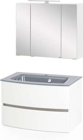 HELD MÖBEL Waschtisch-Set KOPENHAGEN in Weiss und Grau, 4-teilig, modern und wandmontiert - Bild 1