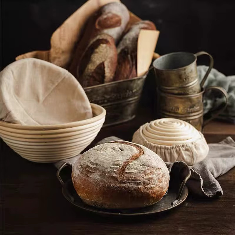 Meibum Banneton-Gärkorb aus natürlichem Rattan in Beige für Sauerteig und Landbrot mit Innenfutter - Bild 2