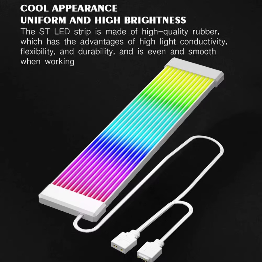TEUCER RGB LED Lichtstreifen für PC Netzteil ATX 24PIN und Grafikkarte in Weiss und Multicolour - Bild 3