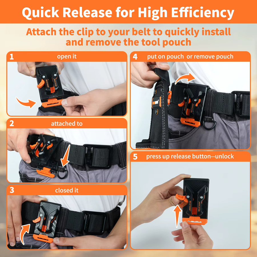 Meloworkgear Elektriker-Werkzeugtasche Schwarz mit Schultergurt und 15 Fächern sowie Gürtelclip und Schnellverschluss, B/H/T: 27,9 x 25,4 x 12,7 cm - Bild 3