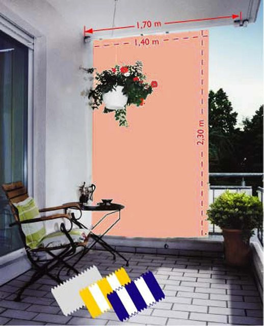 Floracord Senkrechtsonnensegel Terracotta mit Seilspanntechnik, Breite: 140 cm, Höhe: 230 cm - Bild 1