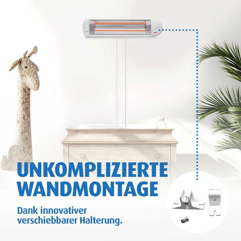 REER Wickeltisch-Heizstrahler mit Abschaltautomatik in Weiß und Silber, 300 W oder 600 W - Bild 3