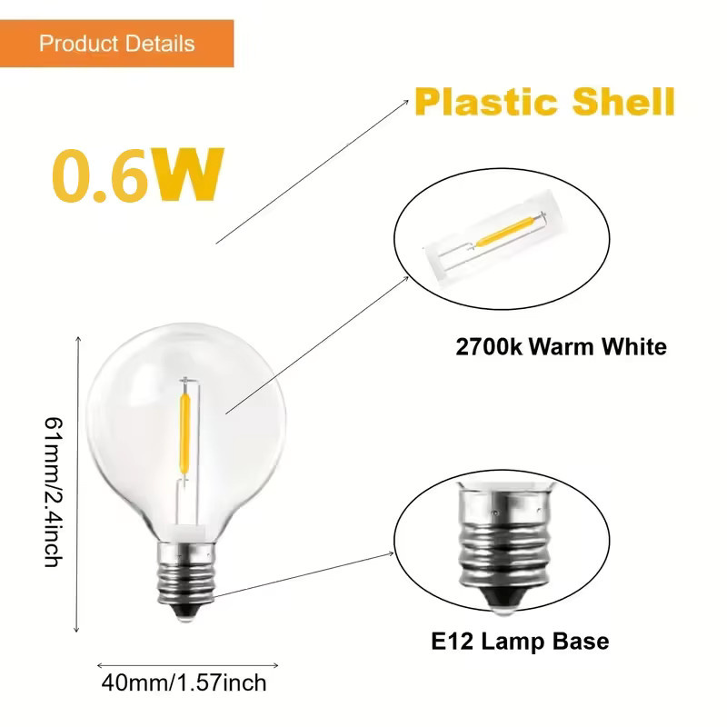 Avanlo Outdoor LED Lichterkette G40 mit bruchsicheren Glühbirnen in Warmweiß für Garten, Terrasse, Hochzeit und Party - Bild 2