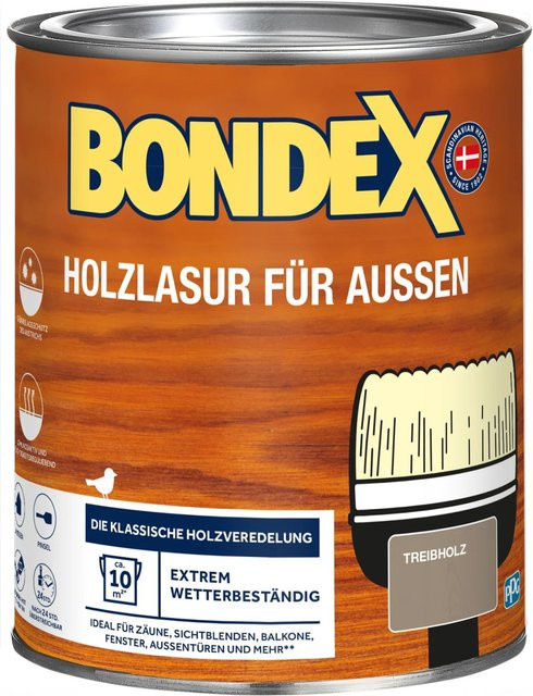 Bondex Holzlasur für Außen in Treibholz, Farbe: Braun, 0,75 l - Bild 1