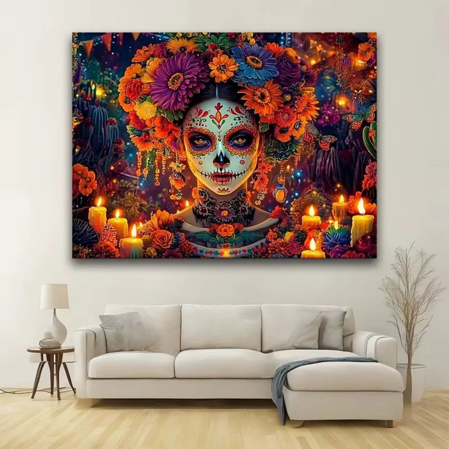 VIKAMA Fotohintergrund Festival of the Dead Skulls mit Skeletten im mexikanischen Stil, Mehrfarbig, B/H: 60 x 40 cm - Bild 2