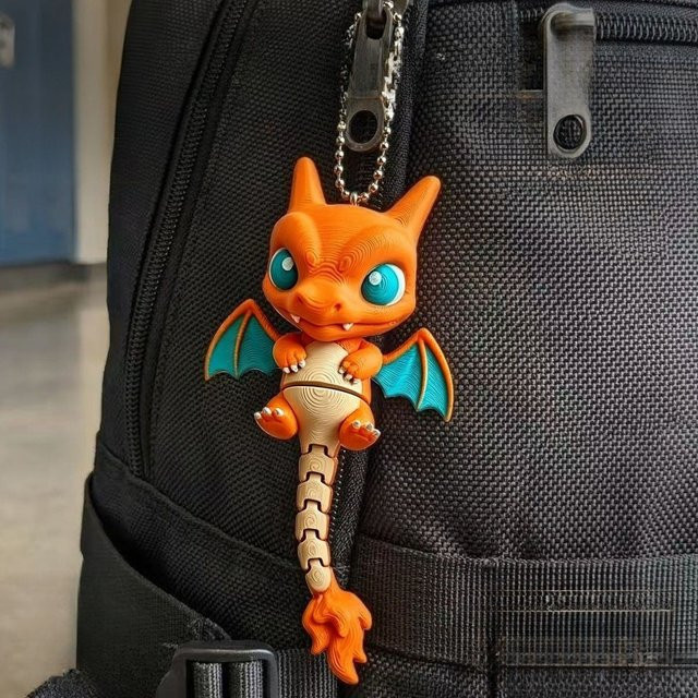 Bandai Pokémon Glurak, 3D-Gedruckter Schlüsselanhänger, mit Beweglichen Gelenken - Bild 1