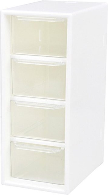 CosyHome Aufbewahrungsorganizer mit 4 Schubladen aus transparentem Kunststoff, stapelbare Desktop-Box in Weiß - Bild 1
