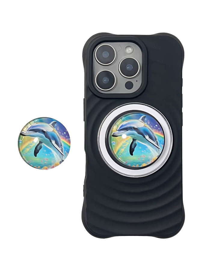 Magnetischer Handyhalter mit 3D-Kristallkugel-Delfin Design für iPhone 16 Pro Max und iPhone 17 Pro Max, Griptok in Multicolour - Bild 4