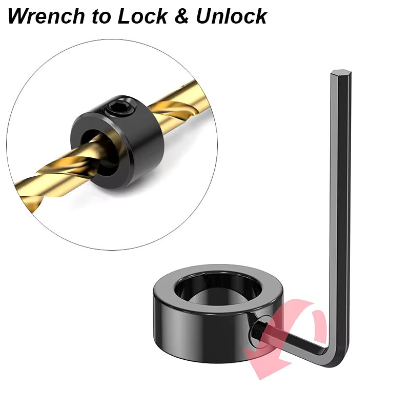 Atooltour Bohrer Stopper Set aus Stahl in Schwarz zur Tiefeneinstellung für Holzbohrungen - Bild 3