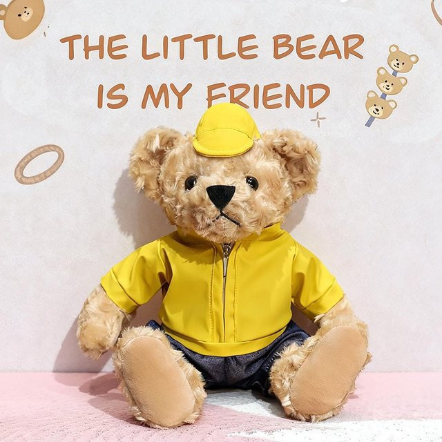 Pukeyue Teddybär Lederjacke, Plüschtier, Gelb - Bild 1