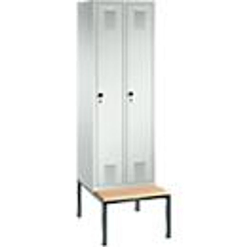 C + P Garderobenspind Evolo S 3000 aus Stahl mit integrierter Sitzbank, 2 Abteile mit je Breite: 30 cm, Sicherheitsdrehriegelverschluss, lichtgrau RAL 7035 - Bild 2