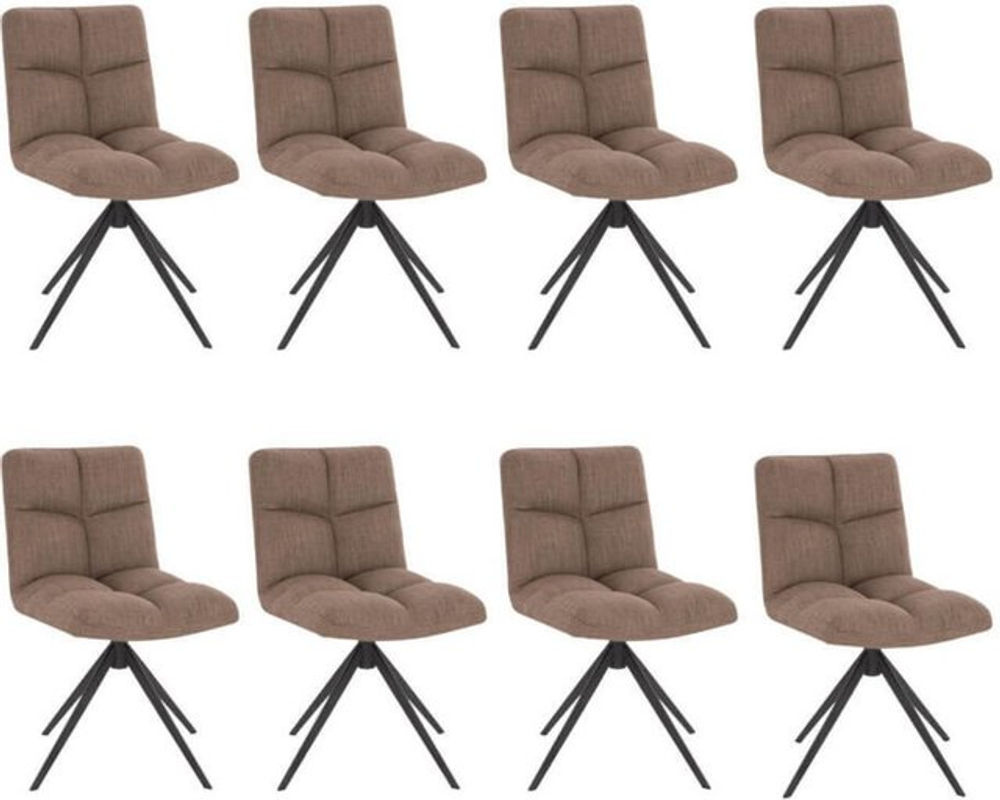 HOME DELUXE Esszimmerstuhl NODA 8er Set modern drehbar Webstoff Grau/Braun - Bild 2