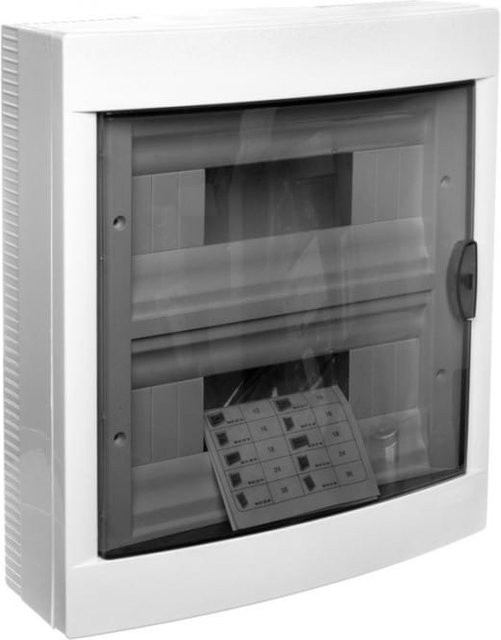 Viko By Panasonic Aufputz-Verteilerkasten 2-reihig mit 24 Modulen, IP40, weiße Tür transparent - Bild 1