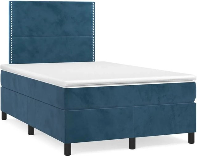 vidaXL Boxspringbett mit Matratze Dunkelblau Samt B/T/H: 120 x 200 x 118 cm - Bild 1