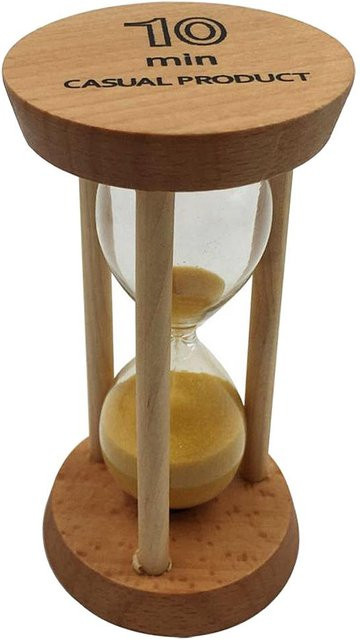 10-Minuten-Sanduhr mit Holzrahmen und gelbem Sand als Dekoration, B/T/H: 48 x 9 cm - Bild 1